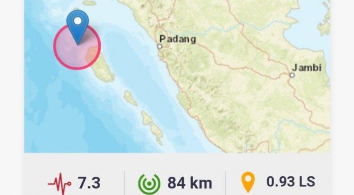 Gempa Magnitudo 7,3 Guncang Mentawai
